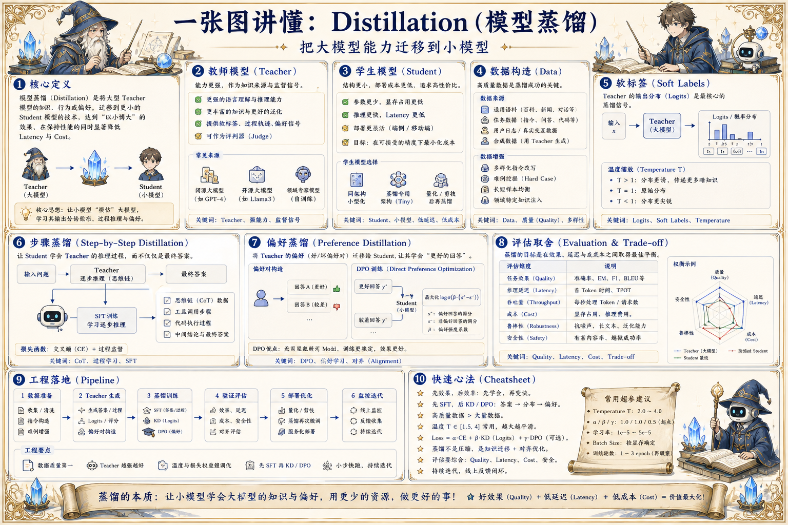 LLM Distillation 模型蒸馏高密度幻想风知识地图