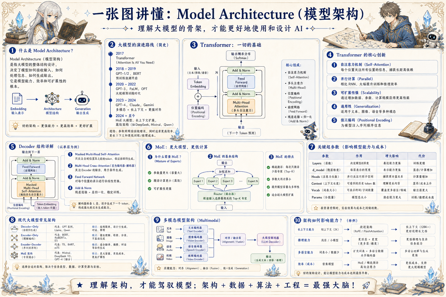 大模型架构 Model Architecture 高密度幻想风知识地图